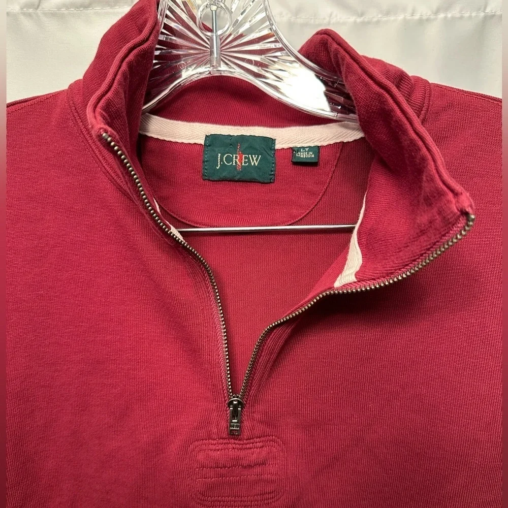 2022 J.Crew Men's Oarsmen Retro Maroon 1/4 Zip Rugby Sweatshirt Size Large‎ Tall